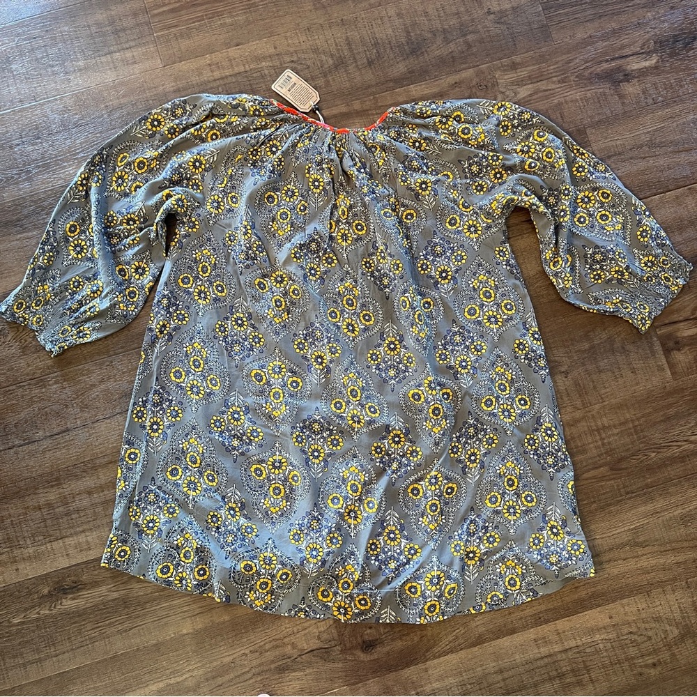 Natural Life Boho Floral Peasant Mini Dress NWT Medium Rayon - Picture 6 of 9